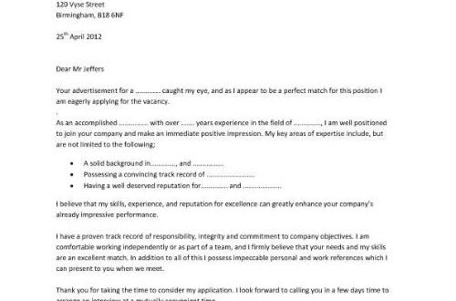 Example Of Cover Letter Template 