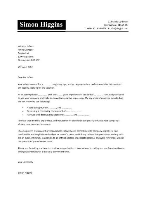 Sample Of Cover Letter Template 